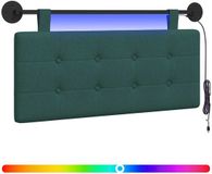 vidaXL - Hangend hoofdbord met LED-verlichting - Donkergroen - Stof