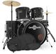 Gear4music BDK-1 Fullsize Beginnersdrumstel + Oefenpakket, Zwart