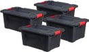 5Five Opbergbox/Opbergkrat - 4x - 55 Liter - Zwart - Kunststof