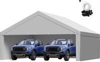 VEVOR Carport Vervangend Dak, 6x6 M, Draagbare Garagetent met Zijwanden, Uv-Bestendig, Zware Autohoes, Grijs