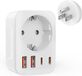 Adaptateur de prise USA 5-en-1 avec 2 USB-A et 2 Type-C et 1 - Adaptateur France vers USA - Adaptateur de prise américain