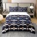 Housse de couette en coton, motif aztèque, taille king, noir et bleu