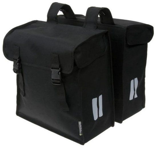 Basil Mara XXL Dubbele Fietstas - Zwart - 36 Liter - Polyester - Achter - Riempjes