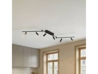 Lindby Plafonnier LED Eldrin, 6 lampes, spots, noir