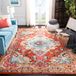 SAFAVIEH Monaco Collection Boho tapijt voor woonkamer, eetkamer, slaapkamer - korte pool, oranje en lichtblauw, 91 x 152 cm