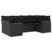 vidaXL 6-delige Loungeset met Kussens, Zwart, Polyrotan