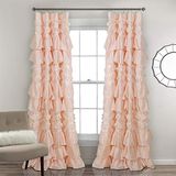 Lush Decor Kemmy Gordijn | Gegolfd, getextureerd, shabby chique stijl vensterpaneel voor woonkamer, eetkamer, slaapkamer (enkel), 213,4 x 132 cm, perzikroze