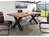 FREEFORM Table à manger 200x100 en bois de Sheesham bois naturel pieds en X anthracite brillant