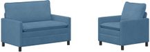 vidaXL Bankstel 2 zit Blauw Stof
