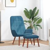 VidaXL Relaxstoel met voetenbank fluweel blauw