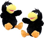 Merkloos MBW Pluche zwarte kraai/raaf - 2x stuks - knuffel vogel - 21 cm