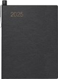 BRUNNEN Zakagenda model 713 (2025), 2 pagina's = 1 week, A7, 160 pagina's, leren omslag, zwart