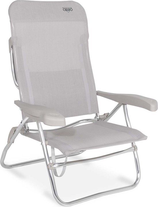 Crespo Strandstoel - AL/223 - Licht grijs - Klapstoel - Textileen - Aluminium - 110 kg