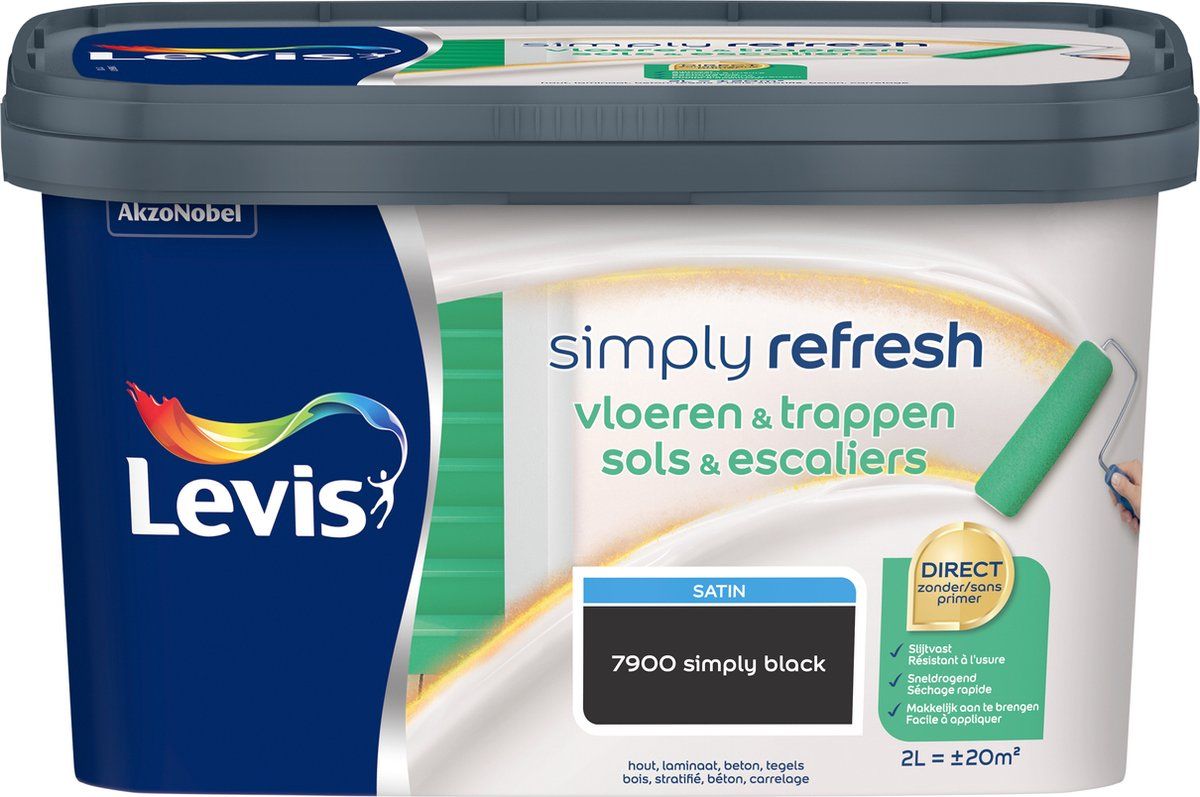 Levi's Simply Refresh - Vloeren & Trappen - Satin - Simply Black - 2L - 5412271347428