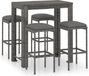 vidaXL Ensemble de bar de jardin 5 pièces avec coussins, polyrotin, gris