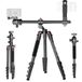 NEEWER BASICS 164 cm horizontaal overhead statief monopod voor dubbele camera aluminium reizen DSLR camcorder standaard met mobiele telefoon houder compatibel met iPhone voor video-opname, 22lb/10 kg