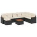 vidaXL Loungeset met kussens, polyrattan, zwart