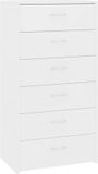 vidaXL Dressoir met 6 lades, 50 x 34 x 96 cm, bewerkt hout wit