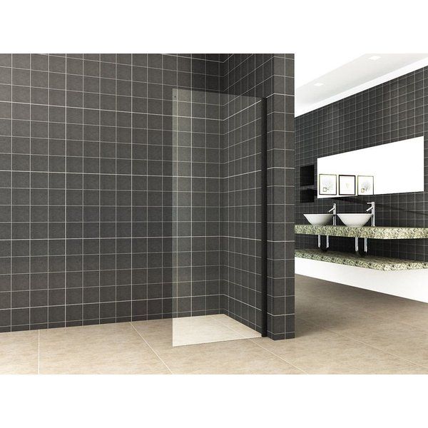 Wiesbaden Zijwand tbv schuifbare nisdeur 90x200cm 8mm glas NANO mat zwart