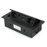 Emuca - Uitschuifbare meervoudige stekkerdoos - Zwart - 265 x 120 mm