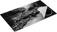 Chefcare Inductie Beschermer Hert bij een Rivier in een Jungle - Zwart Wit - 90x55 cm
