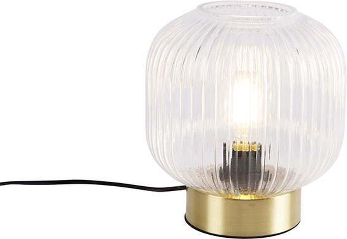 QAZQA Karel Art Deco Tafellamp - Goud/Messing - Glas - E27
