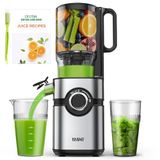 YASHE Juicer Koudensap, met brede toevoerslang van 12,7 cm voor hele groenten en fruit, sappers met zelfvoorziening, hoge sapopbrengst, gemakkelijk te reinigen, zwart