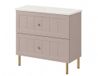 3xE living Meuble sous lavabo 60 cm, cachemire/marbre Bianco, pieds dorés, Gusto
