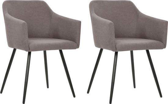 vidaXL Eetkamerstoelen draaibaar 2 stuks stof taupe