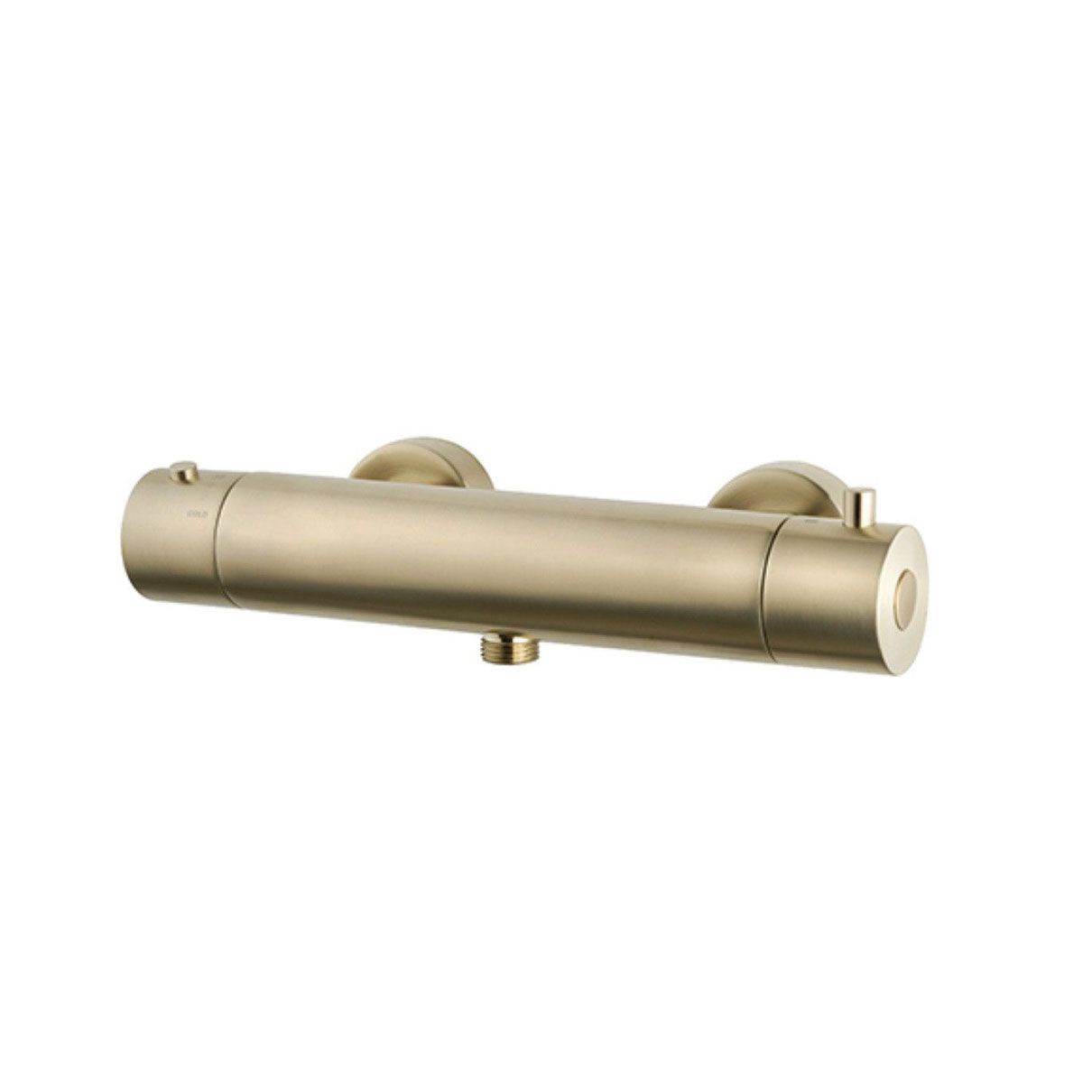 Wiesbaden Douchekraan Cool Touch Thermostatisch Opbouw Rond Geborsteld Messing 2 Greeps