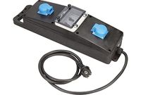 as - Schwabe Mobiele massief rubberen stekkerdoos, 2 m H07RN-F 3G2,5 kabel met geaarde stekker 230V/16A, 2 geaarde stopcontacten 230V/16A, 2 stroombeveiligingsschakelaars, zwart, IP44, 63272