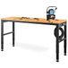 VEVOR Werkbank, garage, werkplaats, 122 x 61 x 97 cm, werktafel, in hoogte verstelbaar 72-97 cm, werkbank van eikenhout, frame van staal, multifunctionele werkbank, robuust, stabiel, voor doe-het-zelf reparaties