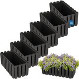 KOTARBAU® 6 st Balkonbak, Bloembak voor Balkon, Kunststof Balkonbak, 38 x 18 x 16 cm, Grijs, Balkon Plantenbak, Rechthoekig, Weerbestendige Plantenbak