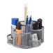 Relaxdays pennenbak, 7 vakken, draaibaar, ronde pennenhouder, gaas, bureau organizer compact, voor kantoor, zilver