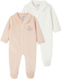 Vertbaudet 2-delige babyset in fluweel/velours rozen