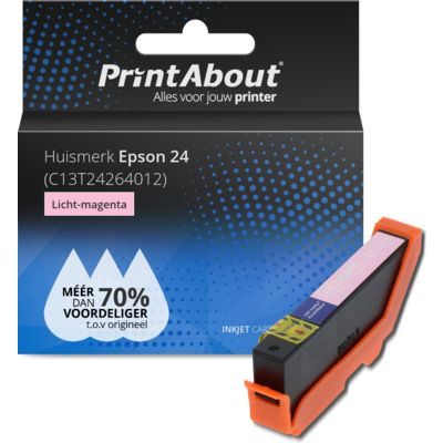 PrintAbout   Huismerk Epson 24 (C13T24264012) Inktcartridge Licht-magenta