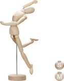 Relaxdays Houten Ledenpop - Tekenen & Knutselen - Beweegbaar - Met Sokkel - 32.5 cm Hoog