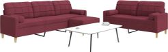 Maison Exclusive Vin rouge ensemble de canapé 3 pièces avec pouf et coussins décoratifs