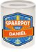 Bellatio Decorations Kinder spaarpot met naam - Daniël - keramiek - met dop - wit