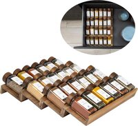Organess Kruidenrek Lade - 4 Laags - Voor 28 Kruidenpotjes - Acacia - Kruiden Organizer - Keukenlade Organiser