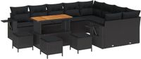 vidaXL Tuinbank Set 13-delig Zwart Polyrattan