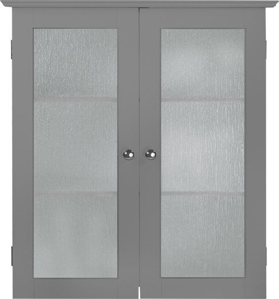 Teamson Home Connor - Badkamerkast - Grijs - 2 Glazen Deuren - 3 Legplanken