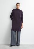 COMMA Robe en maille avec col montant et détails côtelés femme