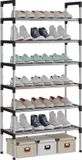 Unyqoos® Étagère à chaussures argentée 6 couches, réglable en hauteur, pour 18 paires de chaussures