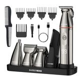 BarberBoss Baardtrimmer, Haartrimmer voor Mannen, 5-in-1 Baardverzorgingsset voor Mannen, Baardtrimmerset voor Mannen, Precisiescheermes, Precisie Neus-, Oor- en Lichaamstrimmer, QR-6010