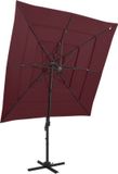 vidaXL Parasol 4-laags met aluminium paal 250x250 cm bordeauxrood