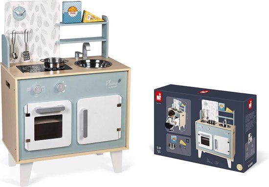 Janod Keuken - Wooden Feather - Houten Speelgoedkeuken - 5 Accessoires - 3+ jaar