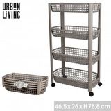 Urban Living "BASIC" chariot de rangement à 4 étagères Dune 46,5 x 26 x H78,8 cm