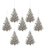 Merkloos / Sans marque Decoris kerstboom hangers - 6x - champagne glitters - 15 cm - kerst ornamenten - Kunststof - kerstversiering