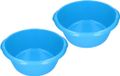 Merkloos 2x stuks ronde afwasteil / afwasbak blauw 15 liter